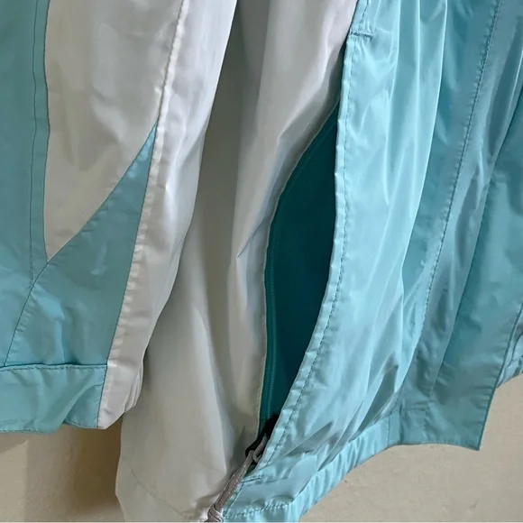 Women’s Columbia Arcadi II Rain Jacket Aqua Haze and White Color Size Large - Picture 5 of 16